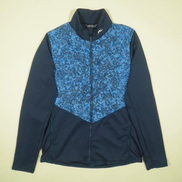 Kjus Release Printed Golf Jacket Mens S Blue Zip Lightweight Stretch - Picture 2 of 6
